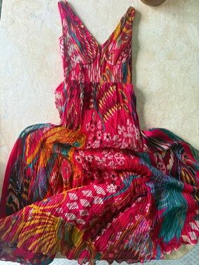 Saaksha & Kinni Pink Chiffon Abstract Maxi Dress